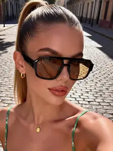 Women's Pilot Design Sunglasses, Dual Beam Small Frame, Elegant Fashion, Perfect for Beach Vacation, Travel, Daily Wear