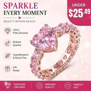 Elegant Pink Heart Full CZ Ring | Unique Design | Trendy Must-Have Gift for Her Rose Flower Ring