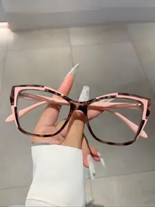 Simple Cat Eye Frame Eyeglasses for Everyday Use, Basic Flat Frame Fashion Eyeglasses for Women & Men, Fashion Eyeglasses for Work, Daily Clothing Decor, Perfect for Student Daily Use, Fashionable Frames Glasses