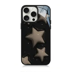 Star Pattern Phone Case, 2 in 1 Glass & Acrylic Hard Case, Anti-drop Total Protective Protective Case Compatible with iPhone 11 12 13 14 15 16 Pro Max