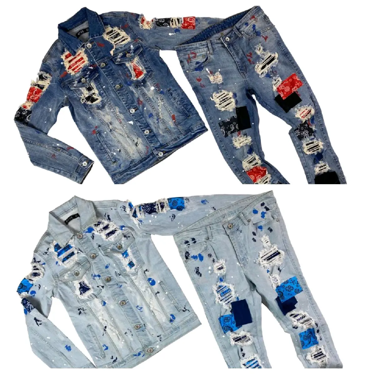 New Men's Biker Jean Jacket set: S to 3xl