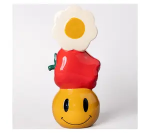 ban.do Ceramic Vase- Daisy Apple Smiley Face