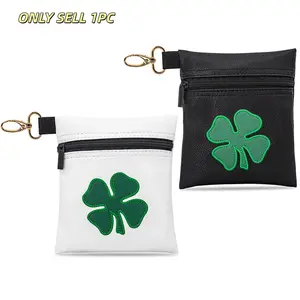 Four-Leaf Clover Zipper Bag for Golf Valuables, Portable Storage for Golf Balls, Versatile Accessory for Men and Women, Great Gift Choice, Golf Pack