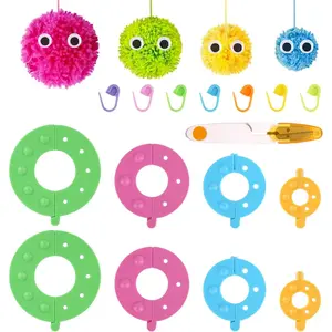 Pompom Maker Set 6 Sizes Pompom Device + 12 Colours Wool Weaver Needle Pompom Maker Sets, Pompoms Making,  Weaving, DIY, Wool Yarn, Knitting, Craft Project for Teenager and Adults - Home Improvement.