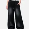 Aelfric Eden Men's Cotton Baggy Wide-Leg Leopard Print Joggers - Double Waist Layered, Embroidered, Soft, Drawstring, Casual Streetwear Track Pants, Male Clothing, Comfy Pants, Swag Clothes, Trending Gifts for Him