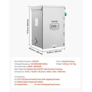 VEVOR 200A Generator Transfer Switch, 48000W Manual Transfer Switch, Heavy Duty Double-Throw Power Transfer Switch 120/240V, Meeting NEMA 3R Standards, for Outdoor, Indoor, and Portable Generator