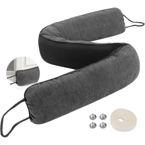 Under Door Draft Stopper, 36" Weighted Door Draft Stoppers for Bottom of Door with Hook Loops for Easy Install and Storage, Block Hot Cold Air Wind Noise for Doors Gap Up to 4.33", Black