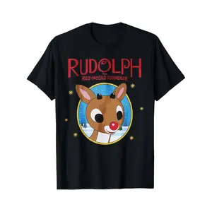 Delivered after Christmas-Unisex Christmas Cute Rudolph T-Shirt with RED-NOSED REINDEER Funny Letter Graphic, Festive Holiday Wear and Gift