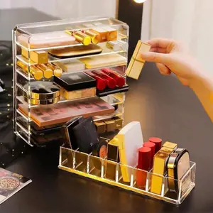 Style Makeup Storage Box, Colorful Lipstick Eyeshadow Blush Nail Polish Powder Compact Organizer, Desktop Organization Holder