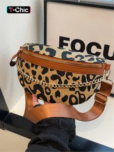 Versatile Leopard Print Shoulder Chest Bag, Simple Casual Commuter Crossbody Bag, Stylish and Practical for Daily Use, Belt Bag