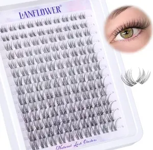 Natural Lash Clusters Clear Band Eyelash Clusters Wispy Individual Lashes C Curved Cluster Eyelash Extensions Invisible Band Cluster Lashes by Lanflower