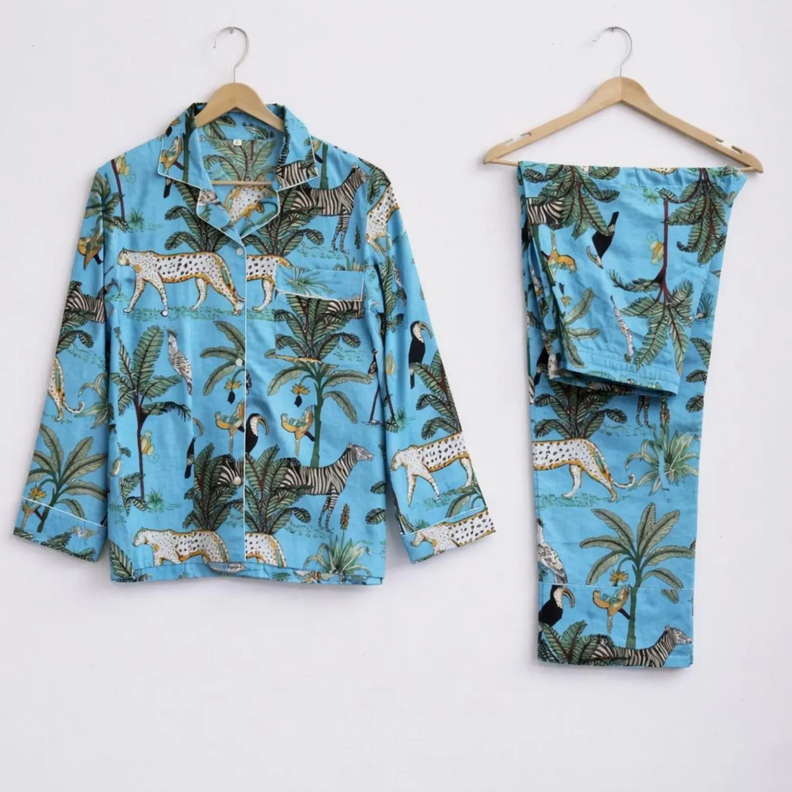 Floral Hand Block Print Pajama Set, Women's Cotton Sleepwear, Indian Inspired Lounge Set, Comfortable Nightwear