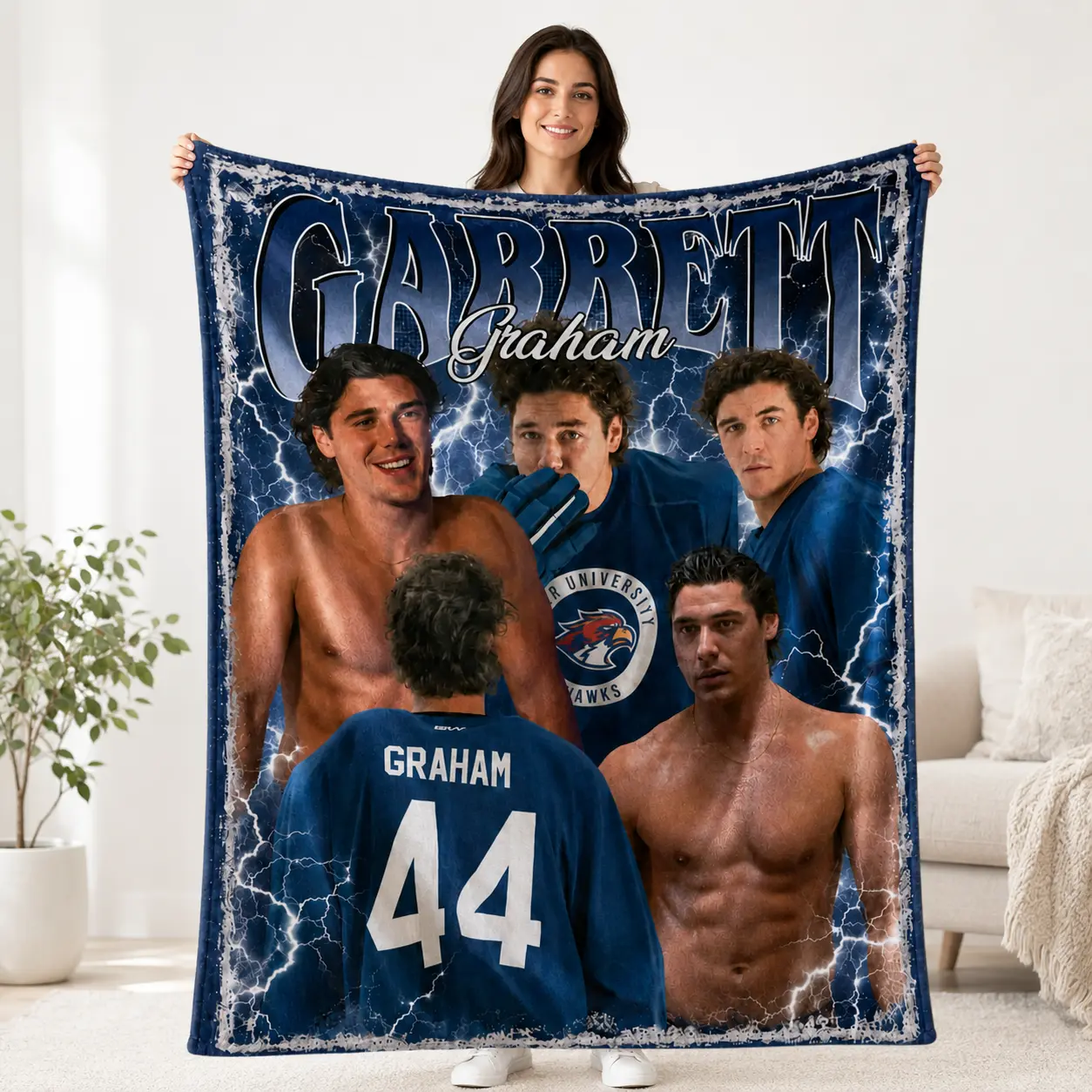 Off Campus Series Hockey Boyfriend Fleece Blanket Vintage Bootleg Style Ultra Soft Cozy Throw Blanket for Bed Sofa Couch Dorm Reading Room Decor Featuring Garrett Graham John Logan Dean Di Laurentis Tucker Perfect Gift for Elle Kennedy Fans