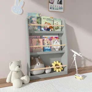 Kids Book Rack White 3 Shelves For Bedroom Living Room Or Classroom Stops Books From Piling On The Floor for Magazine and Newspaper Holder