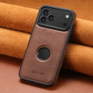 SUTENI Wireless Charging Luxury Faux Leather Magnet Phone Case For iPhone 17 Pro Max 16 Plus 15 14 13 12 For Unisex Relatives Friends And Elders Holiday Gift