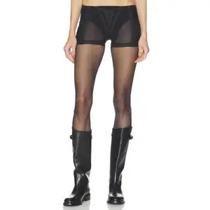HAELO Sheer Lace Up Micro Short in Black