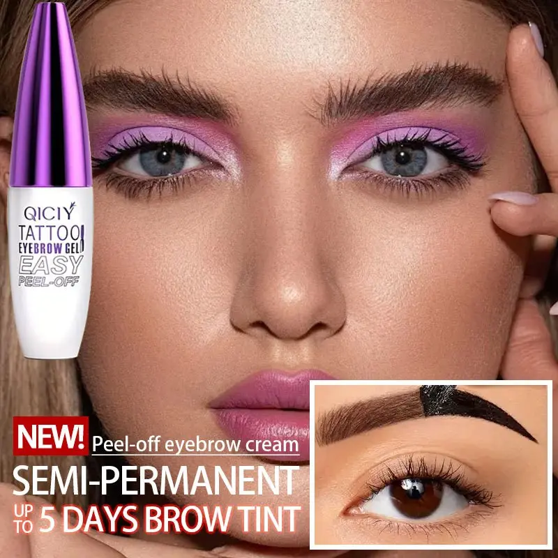 Long-Lasting Tattoo Eyebrow Gel Easy Peel Off, Peelable Dye, Vibrant Colors Up to 3 Days, Waterproof & Smudgeproof, Natural Look, 10g/0.35oz, Eyebrow Makeup Gel, Tinted Brow Gel, Brow Stain