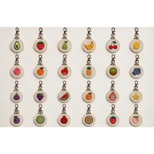 Mini Embroidered Fruit Keychain | Handmade Bag Tag