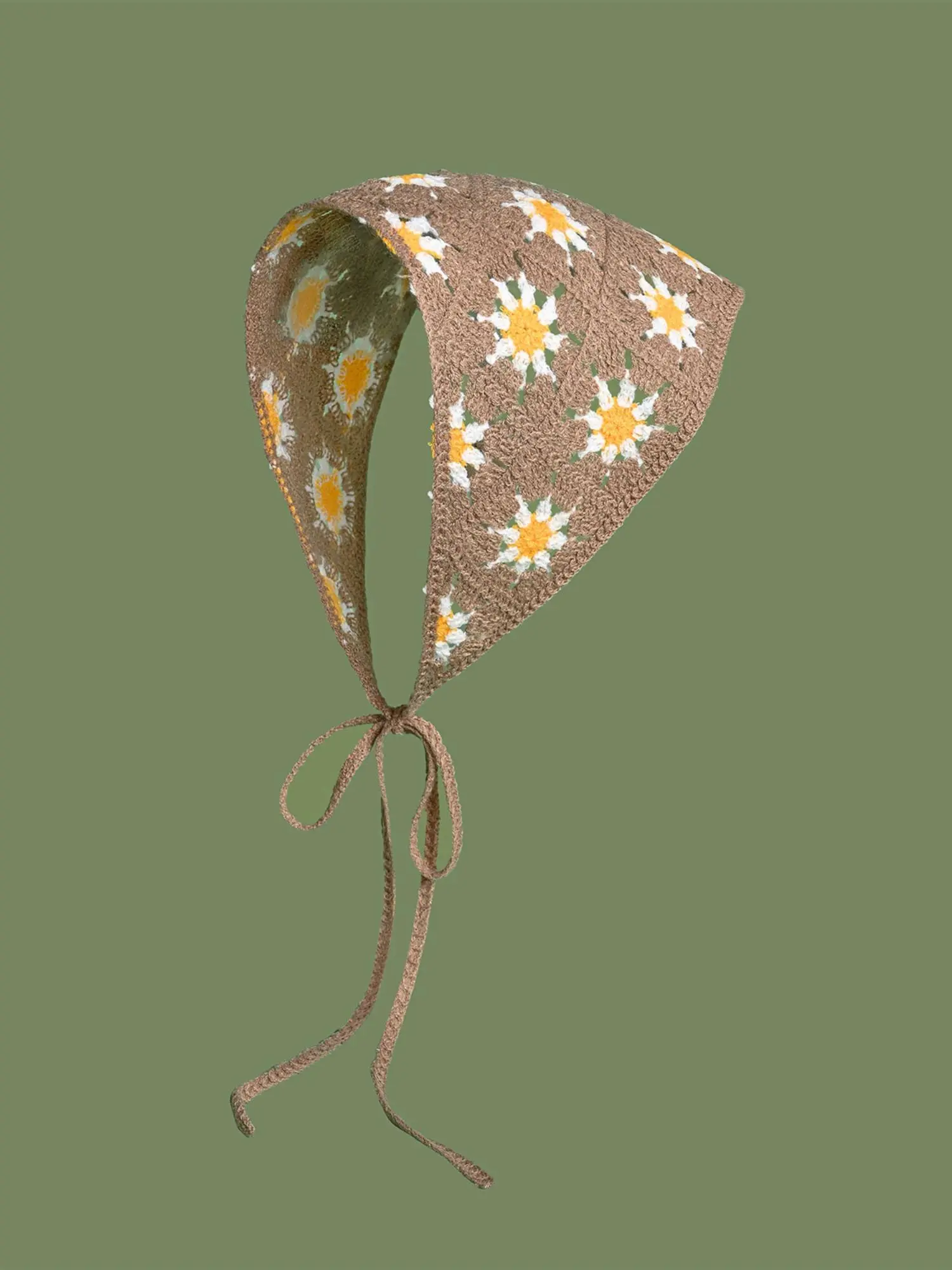 Women's Ditsy Floral Print Crochet Kerchief, Floral Headscarf, Boho Style Hair Band for Women & Girls, Fashion Hair Accessories for Daily Wear