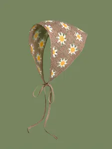 Women's Ditsy Floral Print Crochet Kerchief, Floral Headscarf, Boho Style Hair Band for Women & Girls, Fashion Hair Accessories for Daily Wear