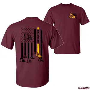 Heavy Equipment Operator T-Shirt – American Flag Excavator Graphic Tee for Blue Collar Workers, Construction Crew, Jobsite Operators & Hardworking Men