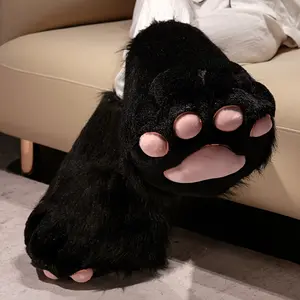 1 Pair Super Soft Plush Cat Paw Slippers - Non-Slip One-Pedal Operation, Pink & White Kitten Claw & Paw Print Indoor/Outdoor House Shoes, All-Season Cute Cat Booties for Men & Women, -Like (s &) - Perfect Gift for