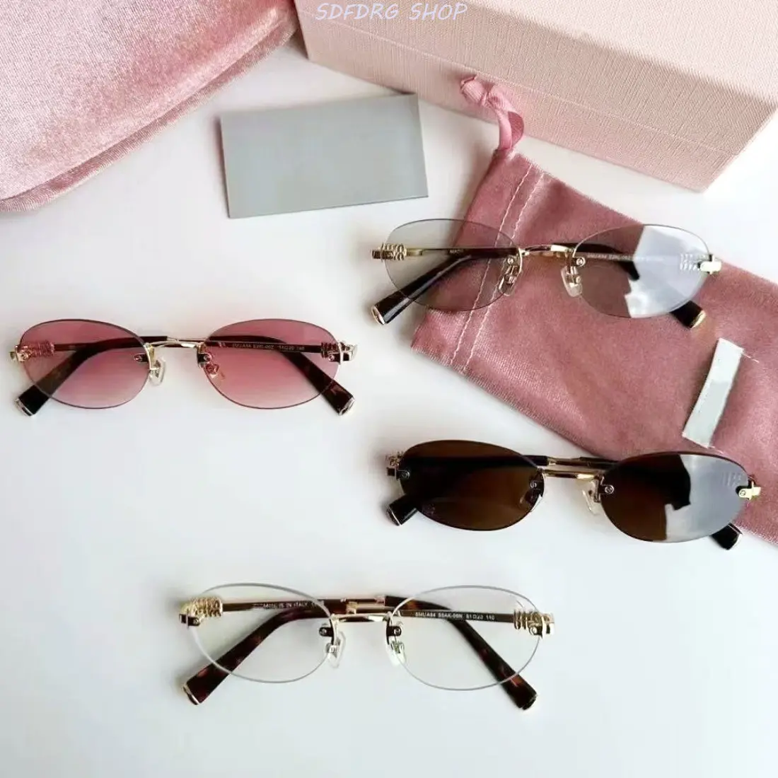 Women’s Korean Style Frameless Sunglasses - Lightweight, Retro Luxury, Plain Face Friendly, Daily Use, Less Distraction Shades for Travel, Outdoor Activities, Fashionable Versatile Eyewear, Female, Lenses, Aftermarket Non-Prescription Glasses, Driving / O