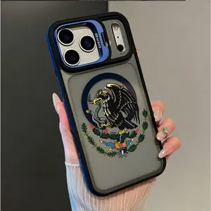 Mexican Golden Eagle Badge Flag, Trendy Magnetic Shockproof Camera Ring Stand Heavy Duty Clear Phone Case Compatible With iPhone 17 16 15 14 Plus 13 Pro 12 11 ProMax 17Air 17 ProMax & Samsung S26 S25 Ultra, Camera Lens Protector Phone Accessory