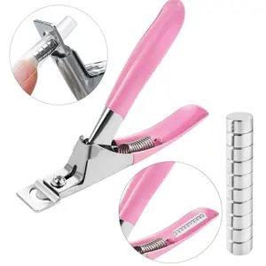 Professional U-Shaped Compact Nail Clipper with 10pcs Measuring Magnets for Acrylic Nails, Precise Length Control Trimmer for DIY Home Salon Manicure Nail Care, Nail Art, Nail Care Product