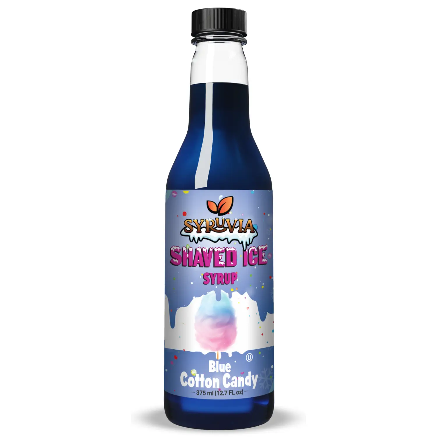 Syruvia Snow Cone Syrup 12.7oz - Blue Cotton Candy Syrup For Shaved Ice, Snow Cones, Slushies, Italian Soda, and Popsicles. Kosher, Dairy-Free & More