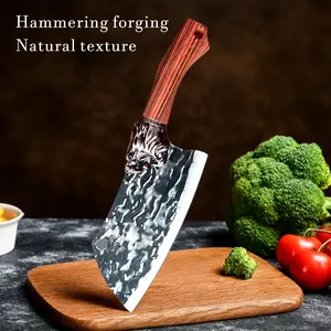 Kitchen Meat Cleaver Knife with Sheath, HeavyDuty Hand Forged Butcher Knife, SharpKitchenChef Knife for Camping Outdoor Restaurant HomeTiger Style butcher knife set
