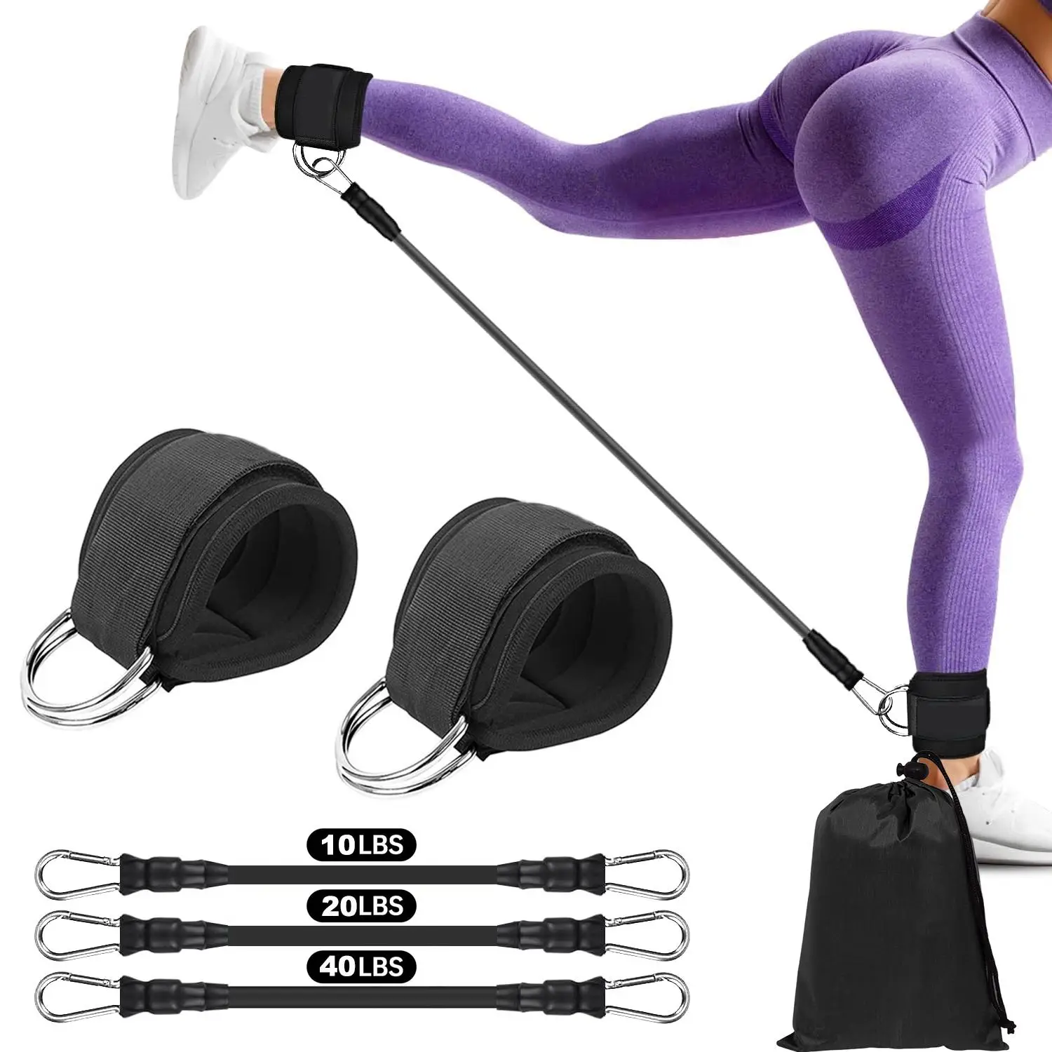 Ankle Resistance Band Set, 6 Counts Ankle Strap With Elastic Band, Sports Ankle Strap For Leg Training, Kicking Legs And Hip Training, Fitness Equipme