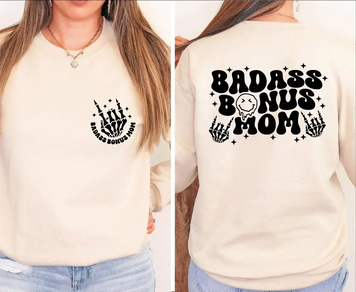 Badass Bonus Mom Sweatshirt, Groovy Bonus Mom Sweatshirt, Badass Bonus Mom Hoodie, Mothers Day Shirt Gift, Trending Mom Shirt, Badass Mama