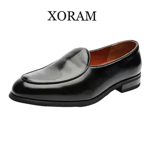 Men's British-Style Thick-Soled Slip-On Comfortable Business Casual Leather Loafers for Work, Office | Model 241212, Comfortable Loafers, Business Casual Loafers