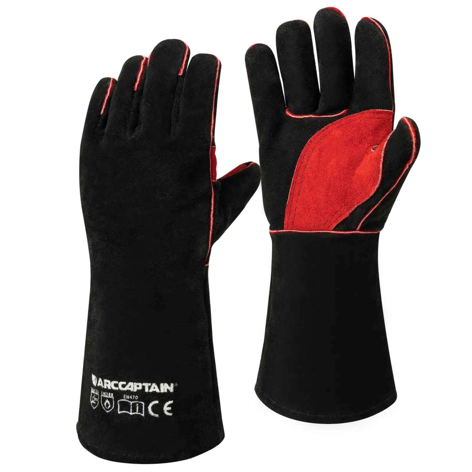 ARCCAPTAIN Cowhide Heavy Duty Work Gloves, 16-in Thermal Long Sleeve Heat/Fire Resistant Gloves for Stick, MIG Welding & Forge Use, Heavy Duty Gloves, Gloves For Work