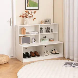 COSTWAY - Entryway Shoe Cabinet with 2 Anti-tipping Kits-White
