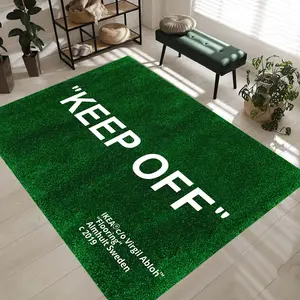 Keep Off, Keep Off Rug, Green Rug, Popular Rug, Modern Rug, Aesthetic Rug, Pattern Rug, Area Living Room Rug, Bedroom Rug, Not Plush Rug