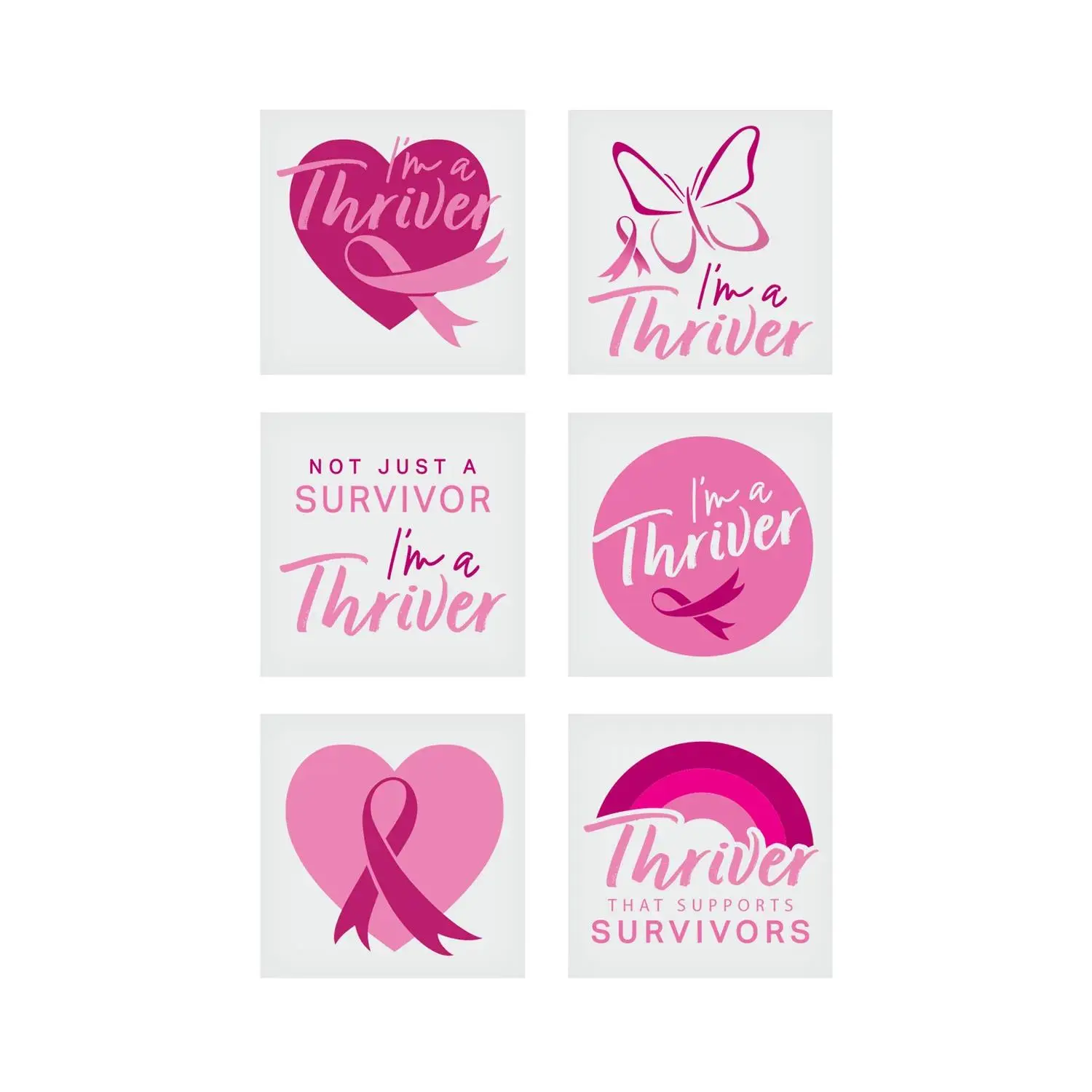 Bulk 72 Pc. Breast Cancer Thriver Temporary Tattoos Bulk 72 Pc. Breast Cancer Thriver Temporary Tattoos