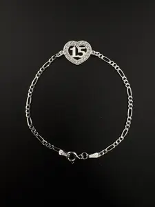 Pulsera Fígaro con Corazón Plata .925 – Regalo de 15 Años