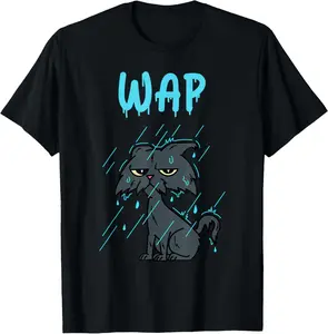 100% Cotton Unisex Wet Cat – WAP – With Kitty In The Rain T-Shirt