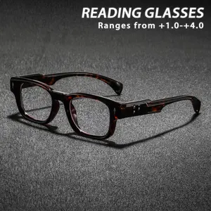 Men's Plastic Square Reading Glasses, Casual Modern Style, Trendy American Fashion, Comfortable Eyewear for Daily Use, Stylish Square Frames