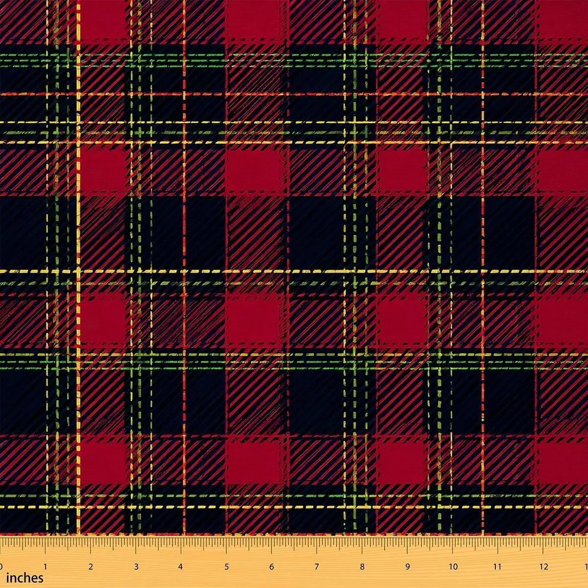 Plaid Fabric,Scottish Tartan Plaid Theme Upholstery Fabric Chairs Sofa Couch,Ethnic Traditional Pattern,Soft Flannel