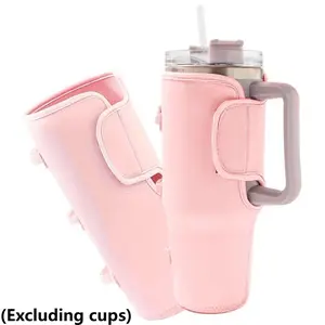 2 pack cup holder, suitable for 40 ounce water bottle holder, adjustable beverage organizer accessory, compatible with all Bogg bags and simple modern beach tote bags (pink)