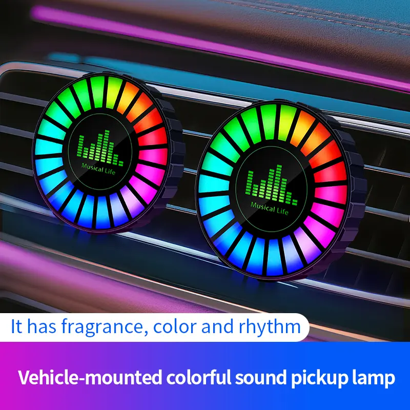1 PC,Car Air Vent Music Sync Rhythm Light with Aroma Diffuser, RGB Sound-Activated LED Pickup Lamp,2-in-1 Fragrance&Atmosphere Light For Car Interior, Vehicle-mounted colorful sound pickup light ,Air Freshener,Car Accessories