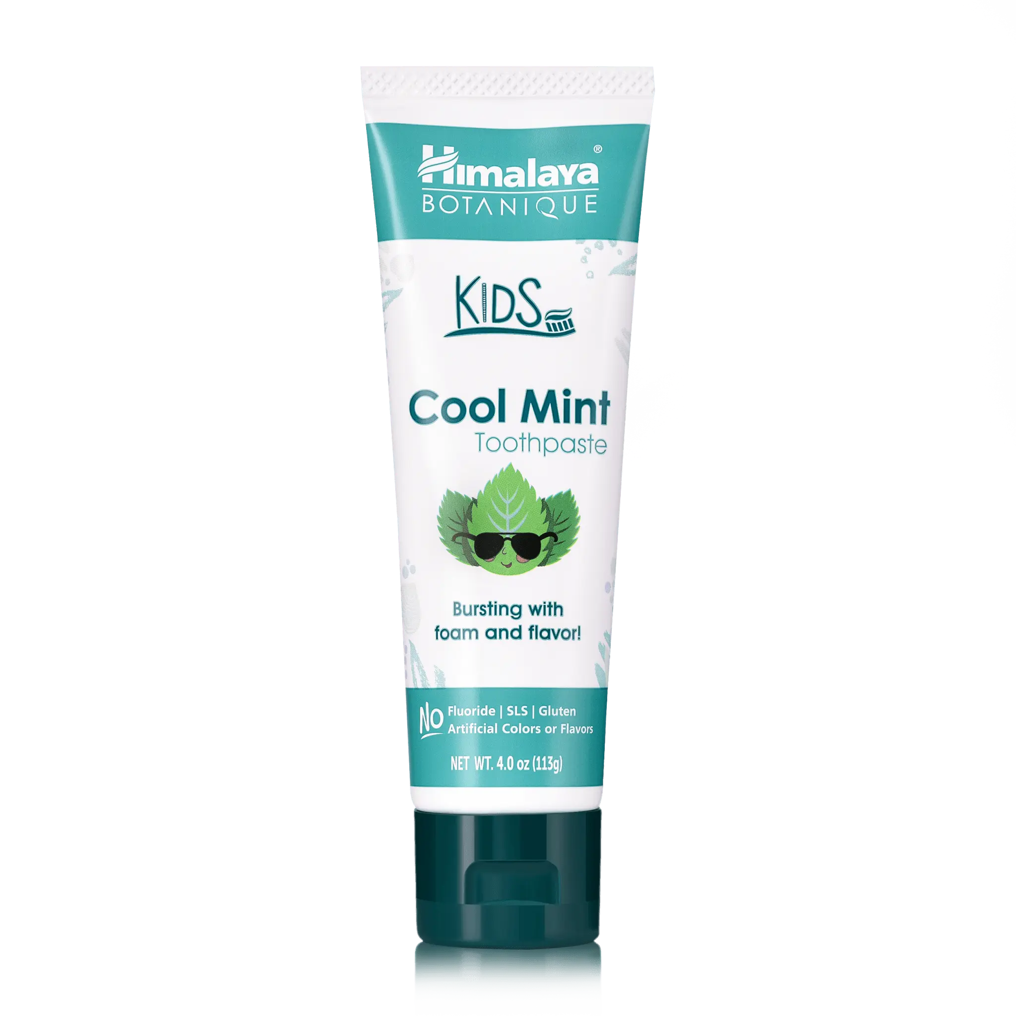 Himalaya Botanique Kids Toothpaste, Cool Mint, Fluoride-Free, Gentle, No Artificial Colors, SLS Free, Gluten Free, Cruelty Free, Vegan, Foaming, 4 Oz