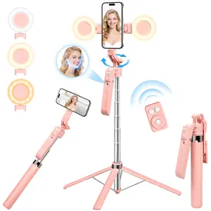 Auto Face Tracking Selfie Stick Tripod for iPhone with Light 360° Rotating Tripod Follows Your Movement Remote Control for Vlog Live Broadcasting Video Recording