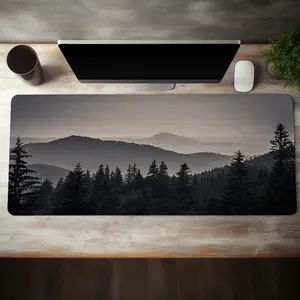 Creative Forest Landscape Pattern Mouse Pad, Rectangle Gaming Mouse Pad, Non-slip Rubber Base Stitched Edge Desk Pad for Desk Laptop Desktop, Desktop Accessory, Office Gadgets