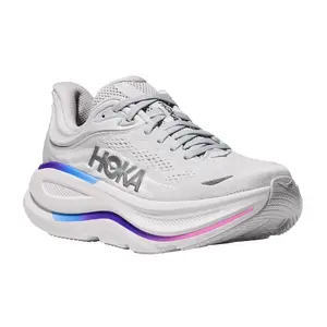 Hoka Women's Wide Bondi 9 Cosmic Grey/White Athletic Sneaker Hoka Women's Wide Bondi 9 Cosmic Grey/White Athletic Sneaker