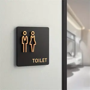 Acrylic Bathroom Sign, Signage, Door Sticker Installation, Plastic Surface Plaque, Men/women Restroom Toilet Wc Symbol, 3D Design, Fashion Creative Decorative Decor, Bathroom Decorations, Home Decor