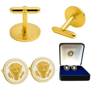 President Bill Clinton  24K Gold Blue Cobalt Eagle Coin Presidential Cuff Links | Bill Clinton Cufflinks 24K Gold Plated Presidential Seal Eagle Cuff Links Luxury Collectible Men’s Formal Gift Patriotic Jewelry